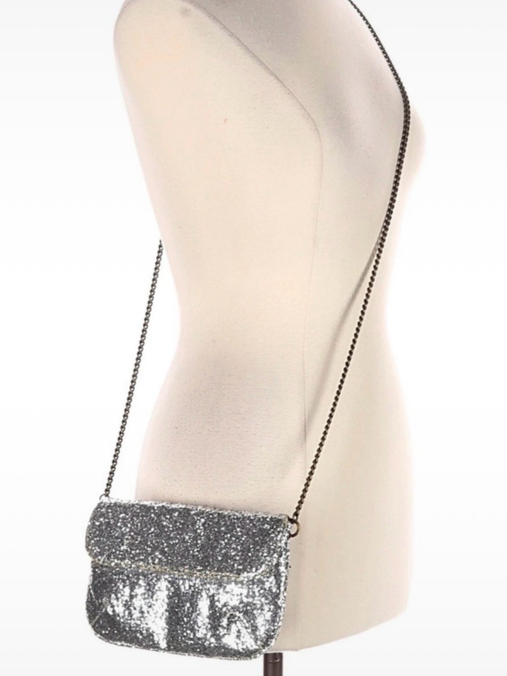 J. Crew Silver Sequin Chain Crossbody Bag